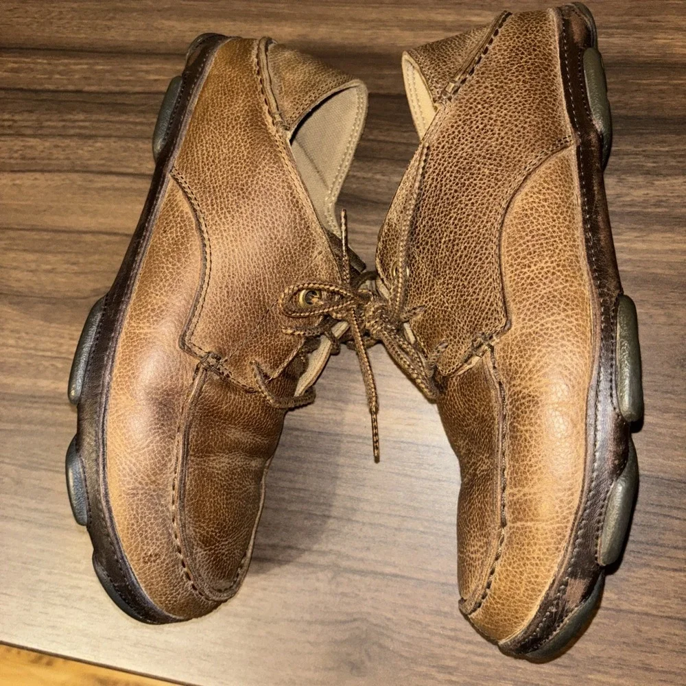 Olukai Men 9 Hamakua Poko Shoes 42 Brown Leather Casual *read Added Foam Insoles